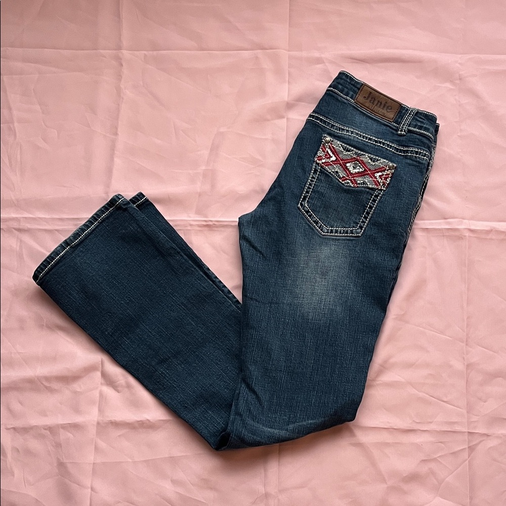 Janie and Jack Men's Dark Blue Jeans with Embroidered Pocket